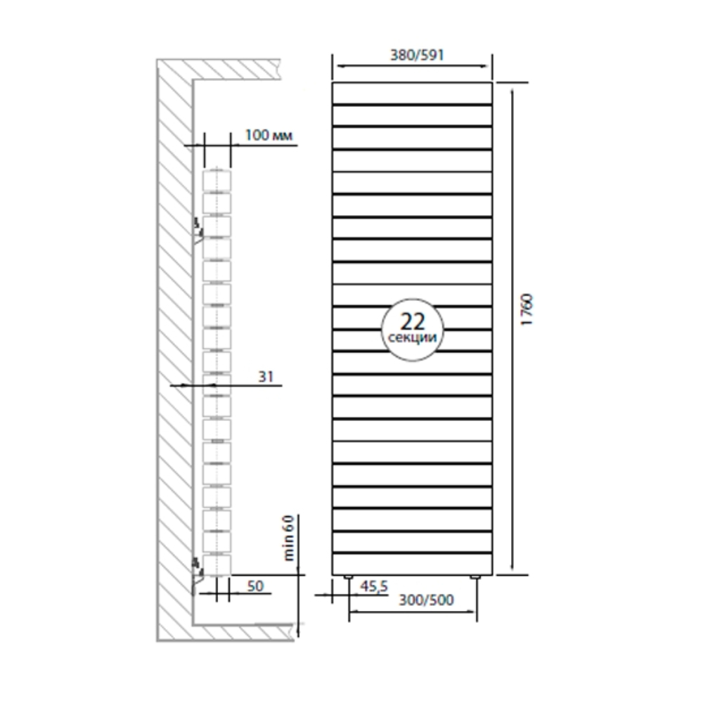 Радиатор ROYAL THERMO PIANOFORTE TOWER Bianco 22 сек