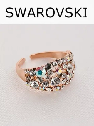 Кольцо Россыпь из белых камней-хамелеонов Swarovski