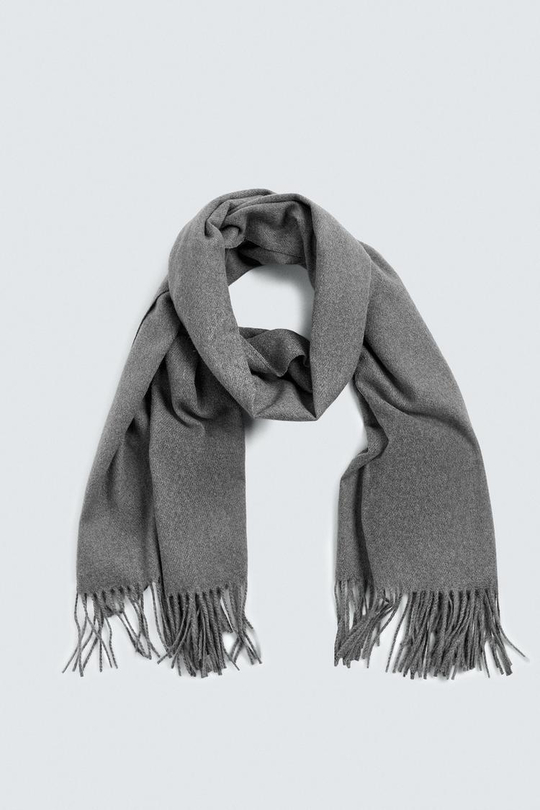 ZARA ШАРФ С БАХРОМОЙ, СЕРЫЙ