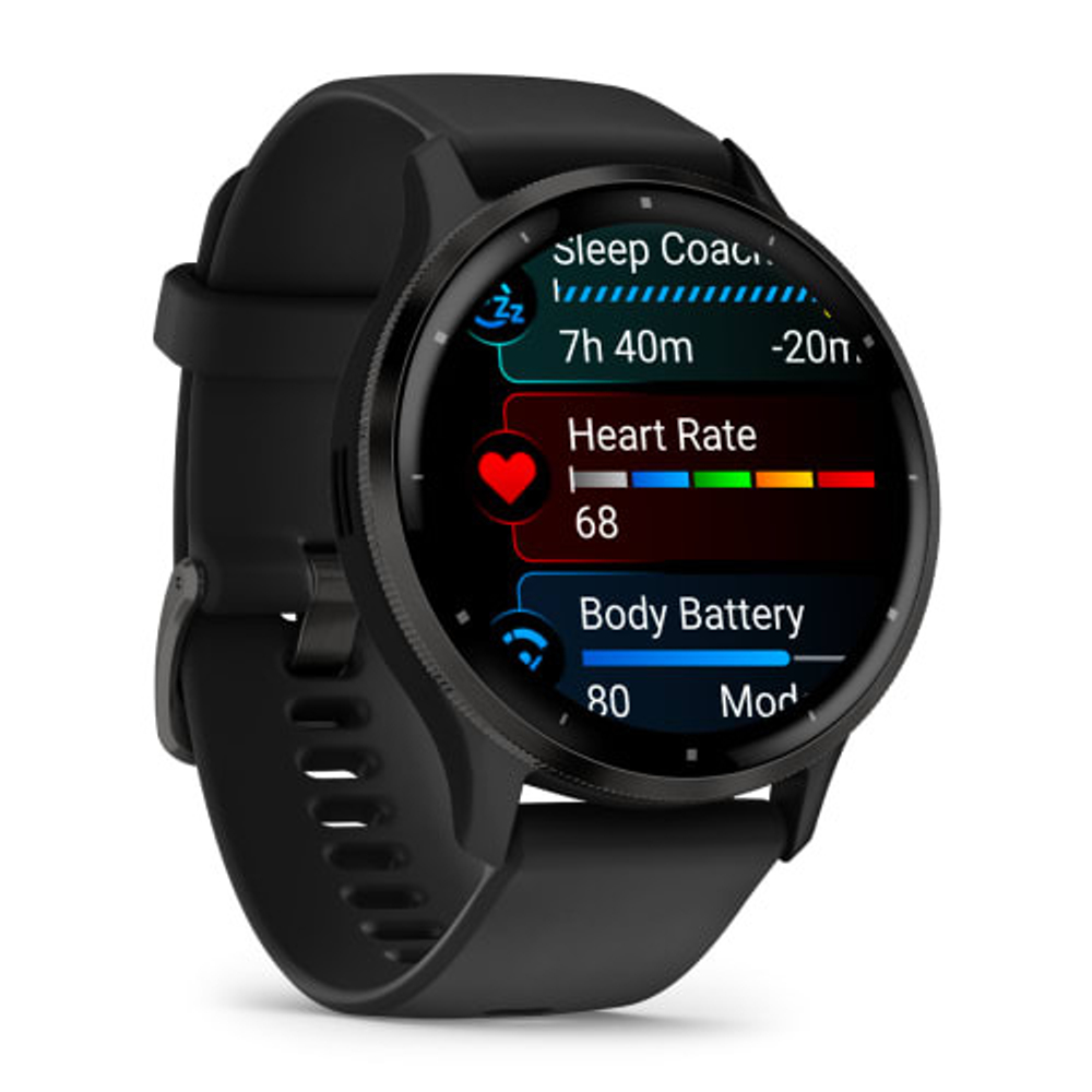 Часы Garmin Venu 3 с серым безелем, черный ремешок, 010-02784-01