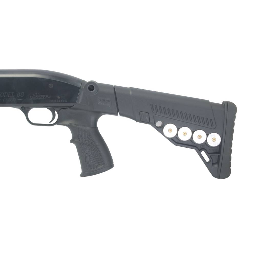 Приклад телескопический с патронташем на Mossberg 500/590, Maverick 88, DLG Tactical. Черный