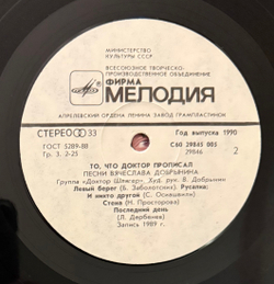 Виниловая пластинка Доктор Шлягер – То, Что Доктор Прописал… (Мелодия) LP