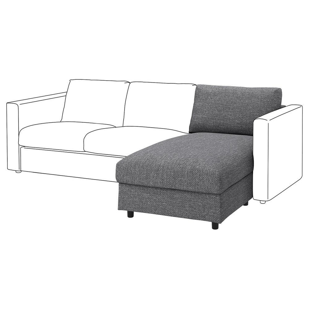 IKEA VIMLE  (ИКЕА ВИМЛЕ)  -  Чехол на секцию шезлонга - Lejde серо-чёрный