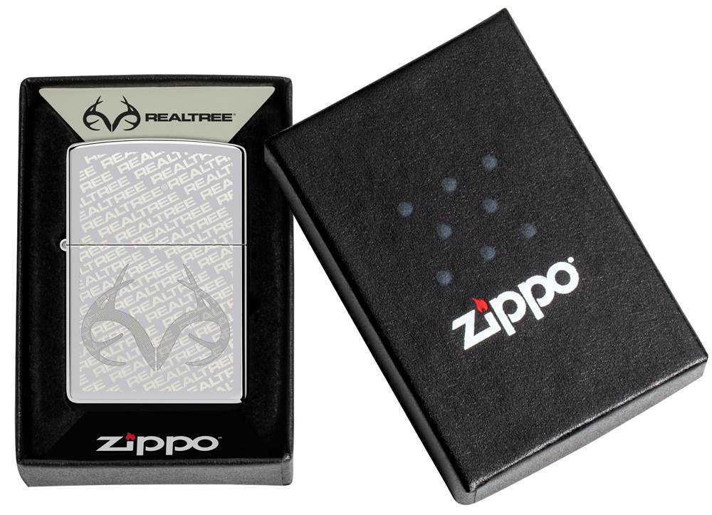 Зажигалка Zippo Reatree® с покрытием High Polish Chrome, латунь/сталь, серебристая, 38x13x57 мм