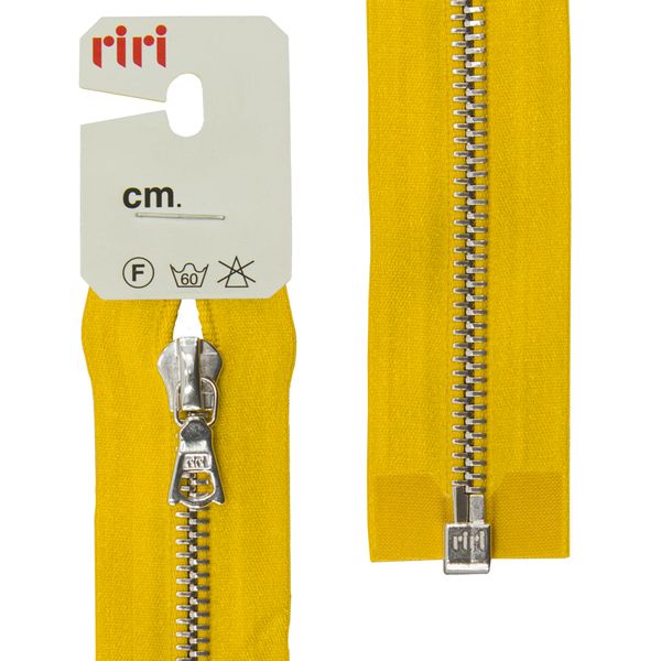 Молния металл RIRI Т6 (6 мм) 1 зам., разъем., 60 см, Ni, атласная тесьма, цв.5339, горчичный, 1 шт