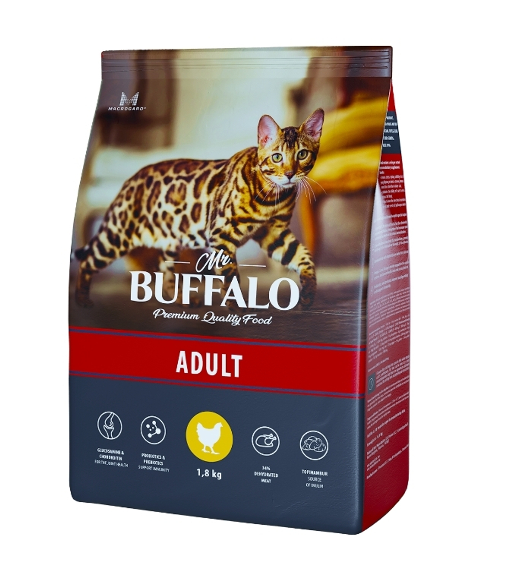 Mr.Buffalo 1.8кг Adult Сухой корм для взрослых кошек Курица