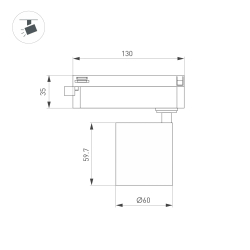 Светильник LGD-DYKE-2TR-R60-8W Day4000 (WH, 38 deg, 230V) (Arlight, IP20 Металл, 5 лет) 052254