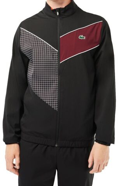 Мужской теннисный костюм Lacoste Stretch Fabric Tennis Sweatsuit - black/orange/bordeaux