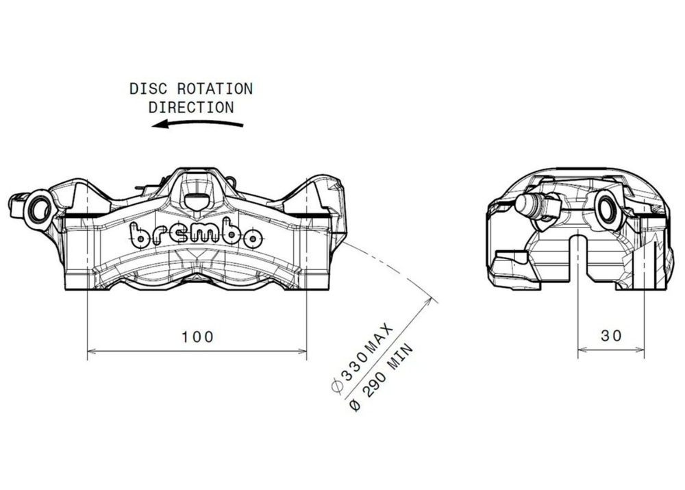 Brembo Суппорт передний левый Brembo Racing Stylema 100мм серебристый 920D02094