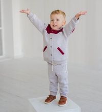 Бомбер "Бежевый и замша бордо"