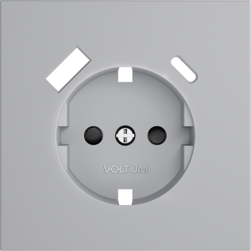 Накладка для розетки с заземлением и защитными шторками, с USB A+C, S70 (серый)