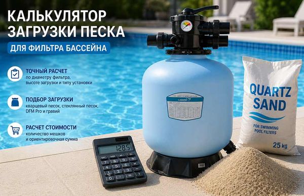 Калькулятор загрузки песка для фильтра бассейна Калькулятор загрузки песка для фильтра бассейна