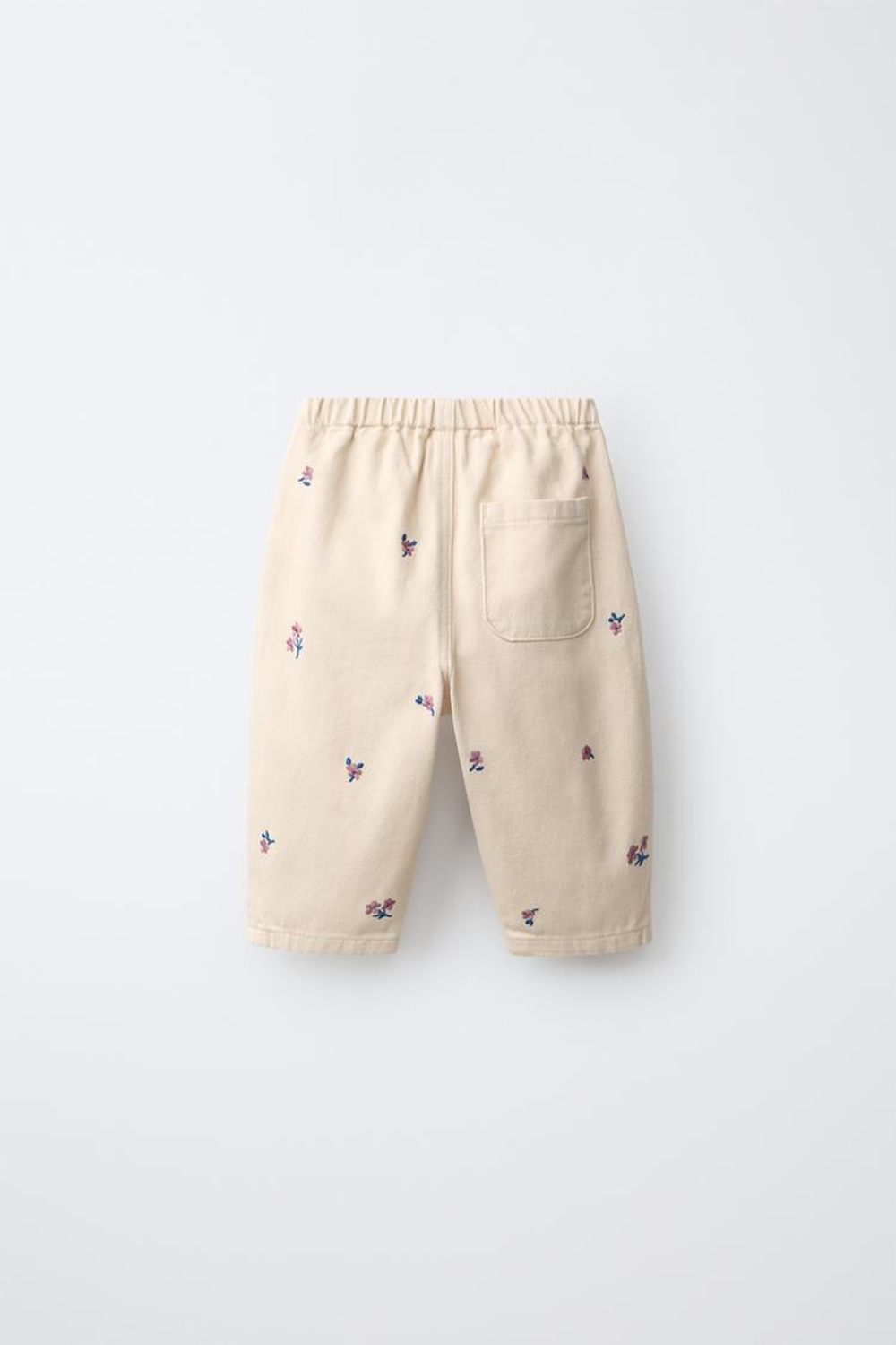 ZARA БРЮКИ BAGGY ИЗ ТВИЛА С ВЫШИВКОЙ, ЭКРЮ