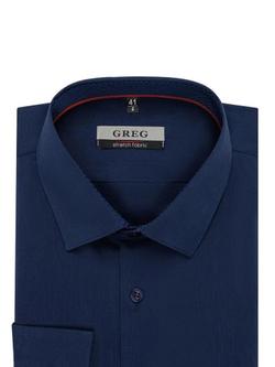 Сорочка GREG Super Slim fit 240/238/NB/ZN/1p STRETCH "Однотон с рельефами."