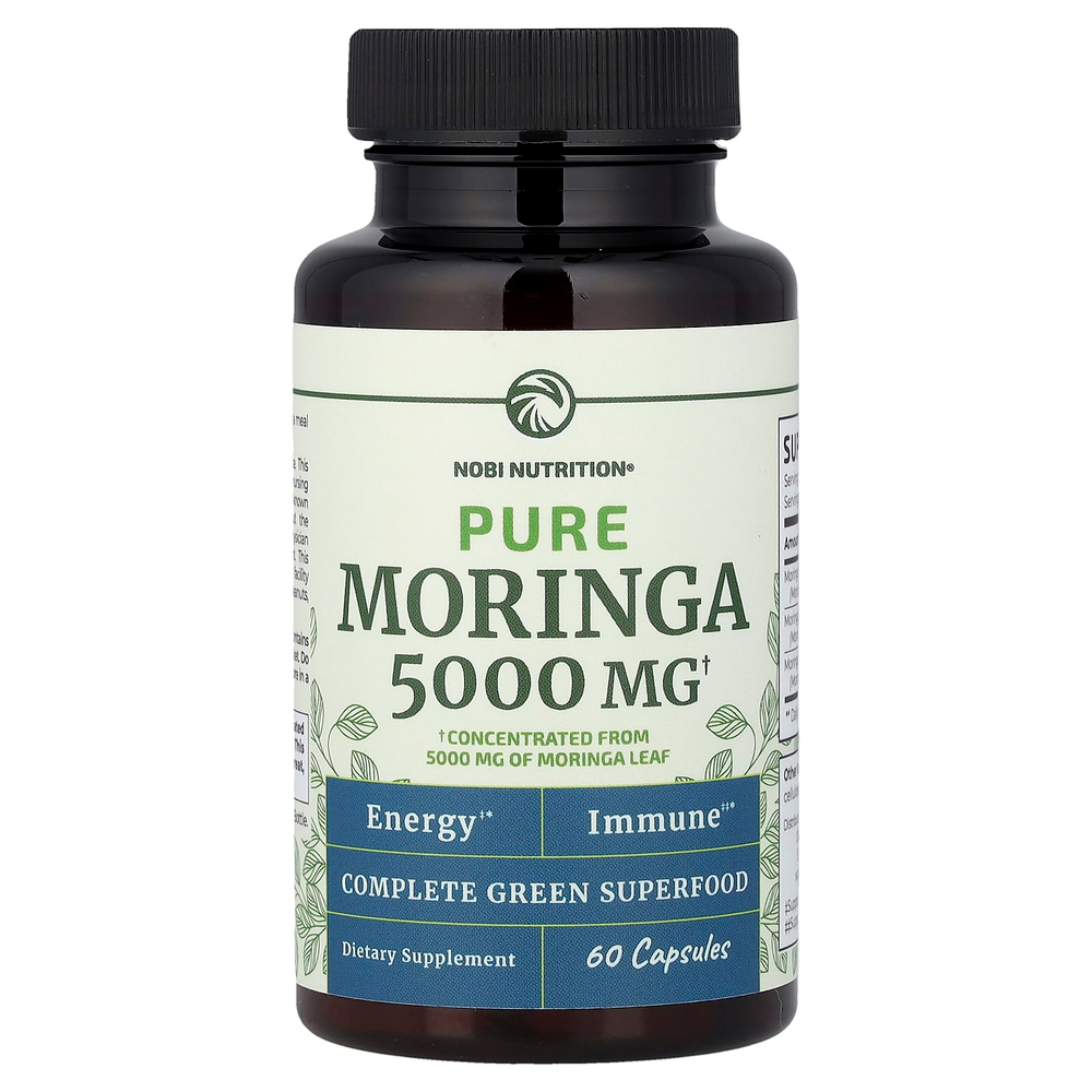 Nobi Nutrition, чистая моринга, 5000 мг, 60 капсул