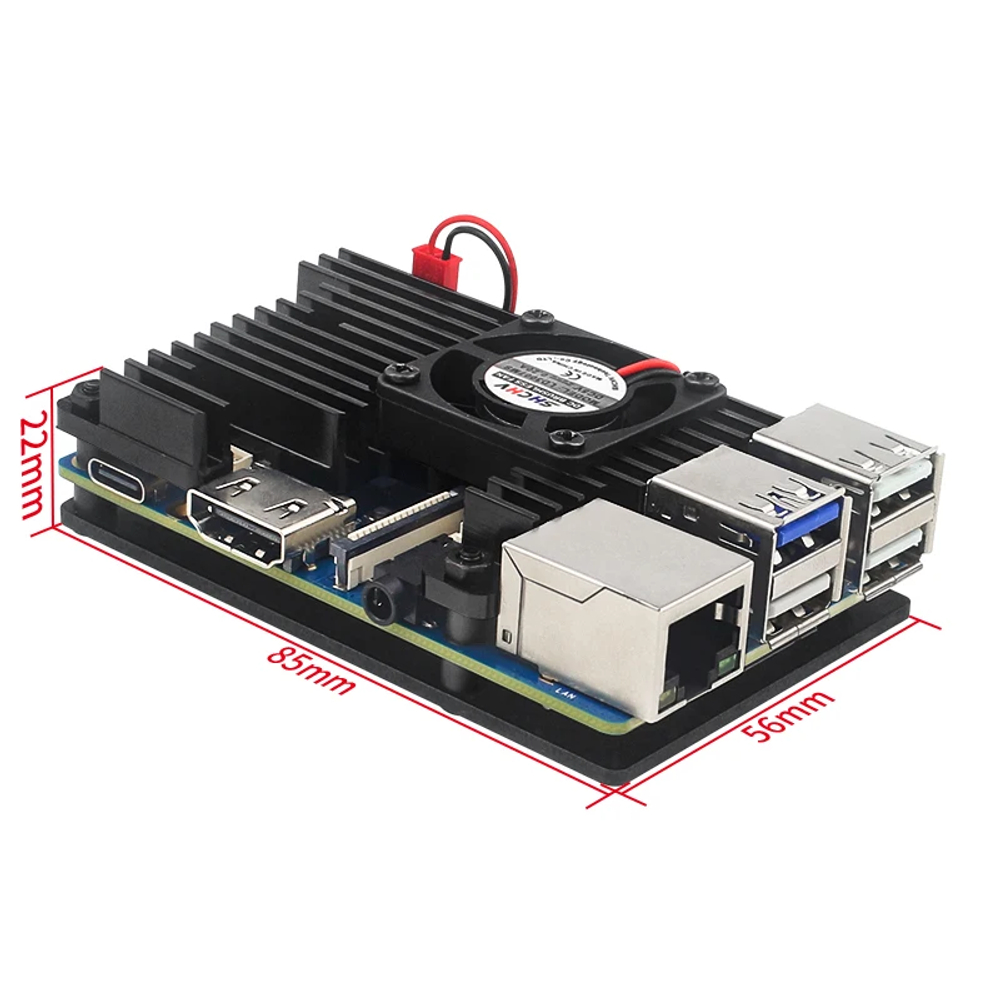 Металлический корпус для Orange Pi 3B с вентилятором