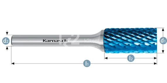 Борфреза твердосплавная Karnasch форма B, 6х18х6х50 мм, насечка HP-6, покрытие Blue-Tec, арт. 11.5014-050