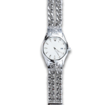 KIOSK Silver Luxury American Fossil Quartz Movement Stainless Steel Watchband Watch Unisex White Dial