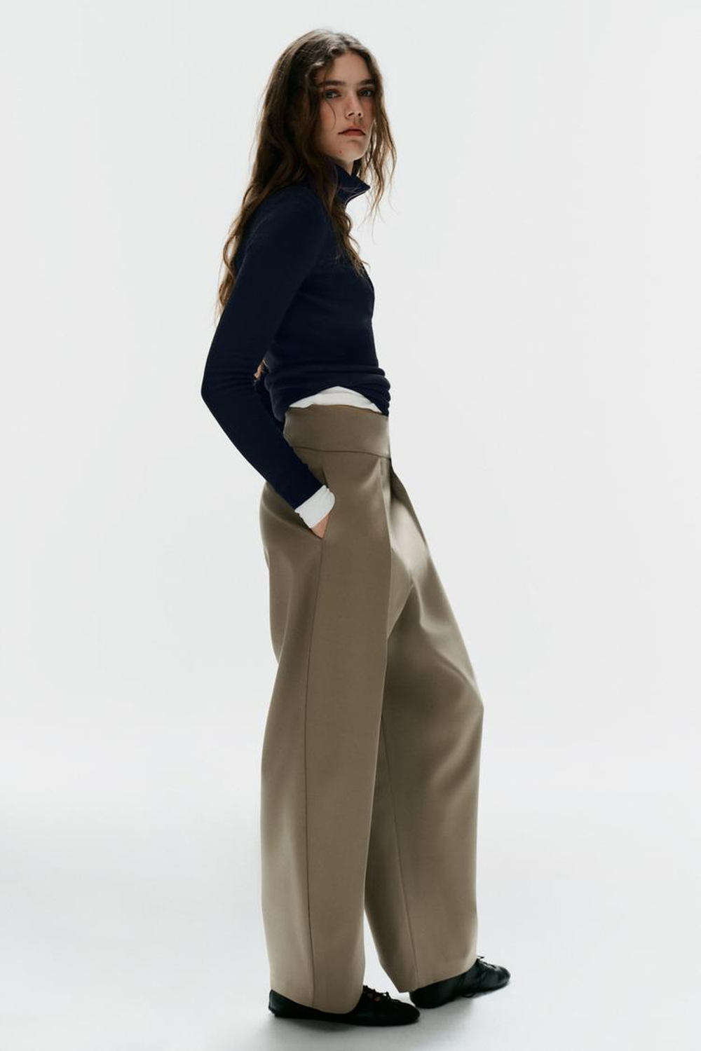 ZARA БРЮКИ BALLOON С ЗАЩИПАМИ, РЫЖЕВАТО-КОРИЧНЕВЫЙ