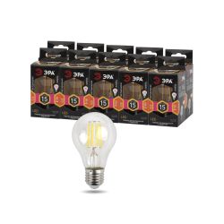 Лампа светодиодная ЭРА F-LED A60-15W-827-E27 15Вт филамент груша теплый белый свет E27 | Филаментные декоративные