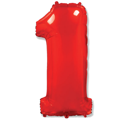 Шар фольга Цифра 1 Red Красный 40''/102 см с гелием