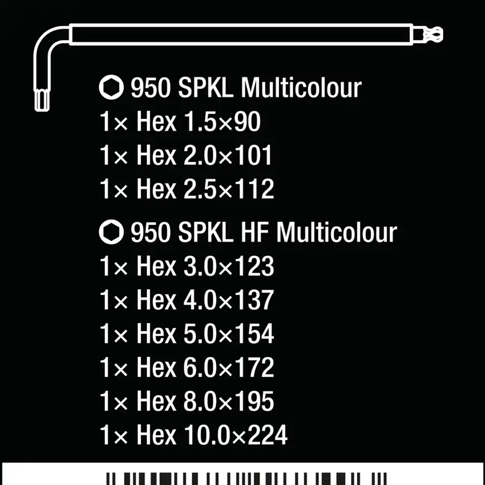 Набор Г-образных ключей 1,5—10 мм Hex-Plus Multicolour HF 1 WERA 05022210001
