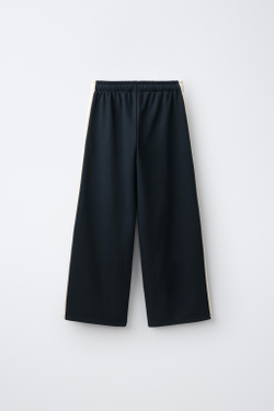 ZARA БРЮКИ WIDE LEG С ЛАМПАСАМИ И ЗВЕЗДАМИ, МОРСКОЙ ТЕМНО-СИНИЙ