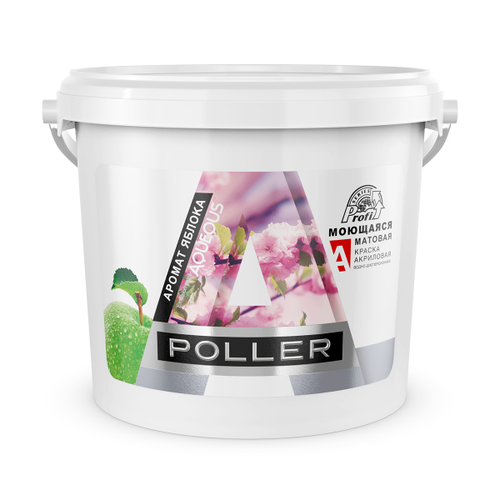 Краска интерьерная моющаяся Poller, акриловая, глубокоматовая, 2,5 л, белая, матовая (1/3)