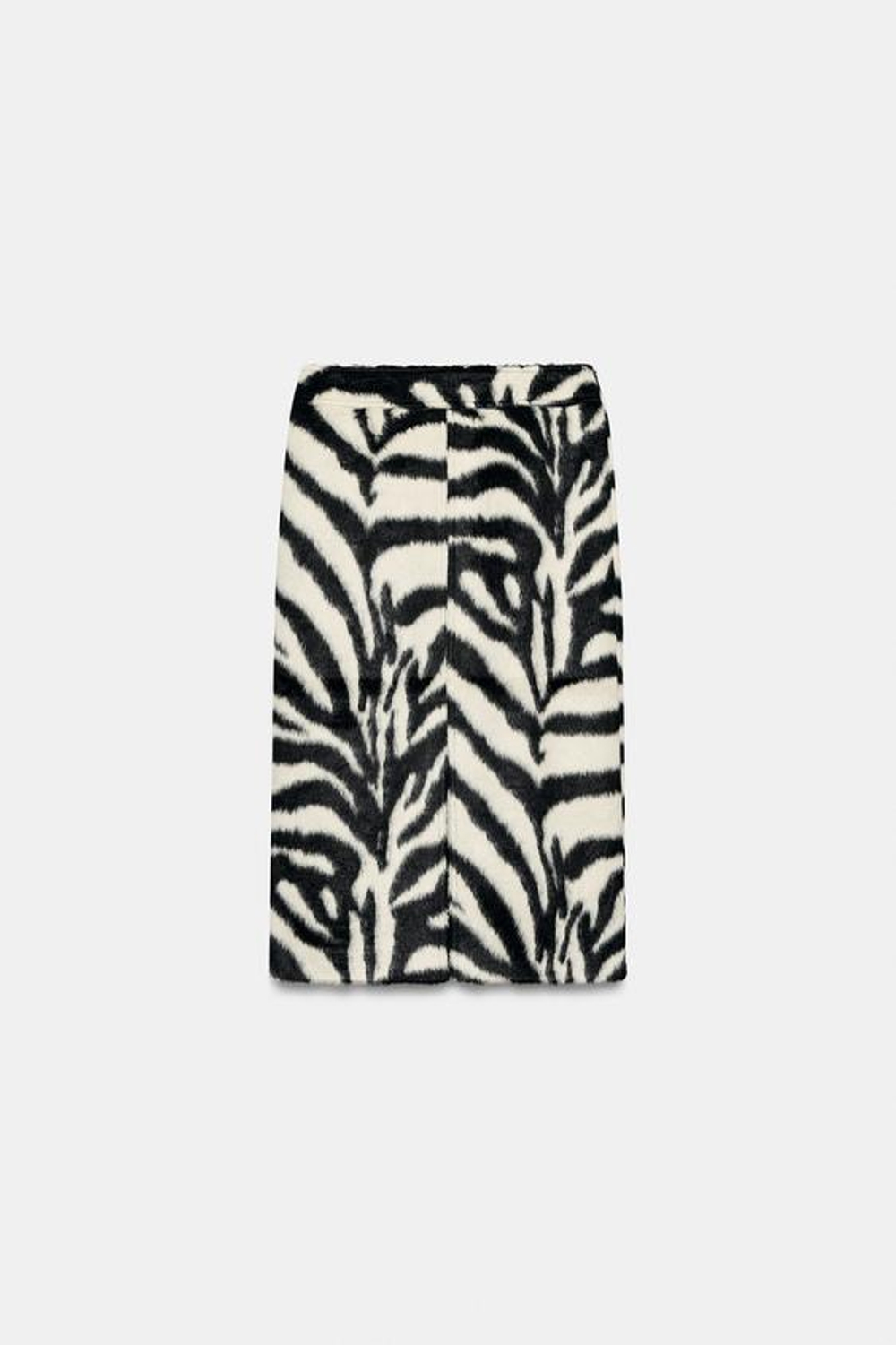 ZARA ЮБКА МИДИ ИЗ ИСКУССТВЕННОГО МЕХА, ЧЕРНЫЙ/БЕЛЫЙ