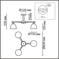 8095/3C MODERNI LN26 340 белый/белый металл, дерево/металл Люстра потолочная Е27 3*60W 220V COLANGE