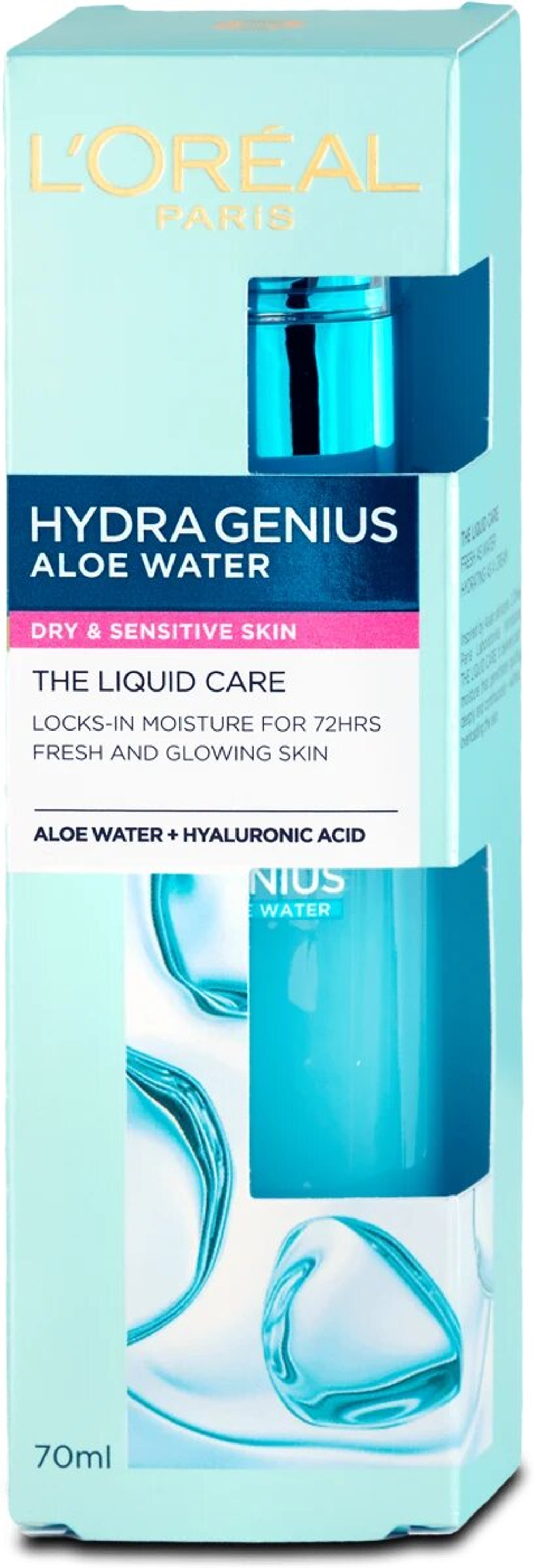 Увлажняющий флюид для лица L'Oreal Paris Hydra Genius с алоэ, гиалуроновой кислотой для сухой и чувствительной кожи лица, 70 мл (Германия)