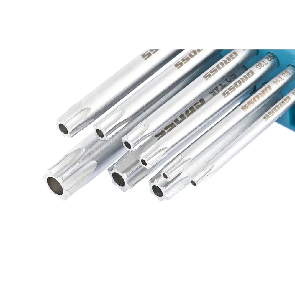 Набор ключей имбусовых TORX-TT, 9 шт: T10-T50, удлинен GROSS 16407