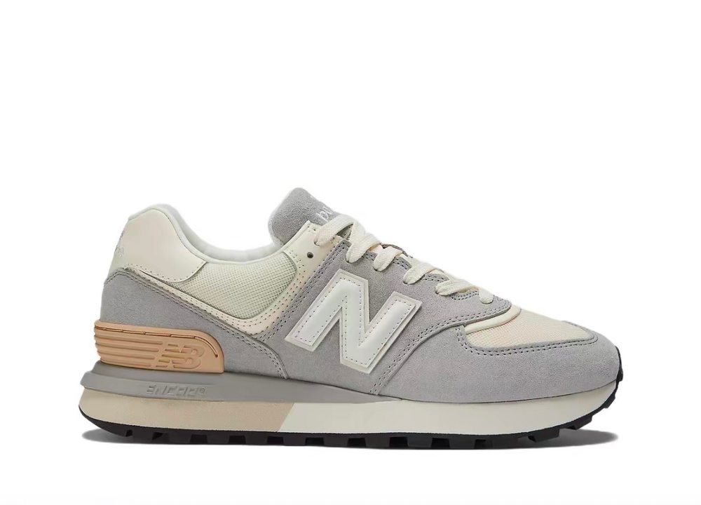 alt="New Balance 574 Legacy Grey Angora U574LGRG серые бежевые вид сбоку на белом фоне"