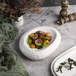Блюдо овальное для подачи 22,5*18,5 см h5,5 см Organic белое фарфор P.L. Proff Cuisine [3]