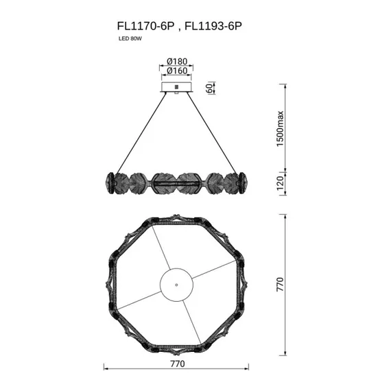Подвесной светильник Pianta FL1170-6P Fluorite