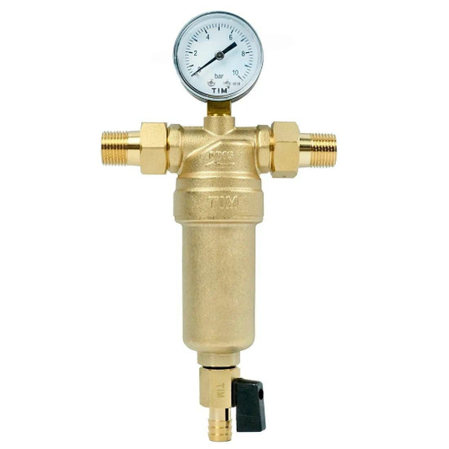 Фильтр с манометром 1/2" для гор.воды TIM JH-1001