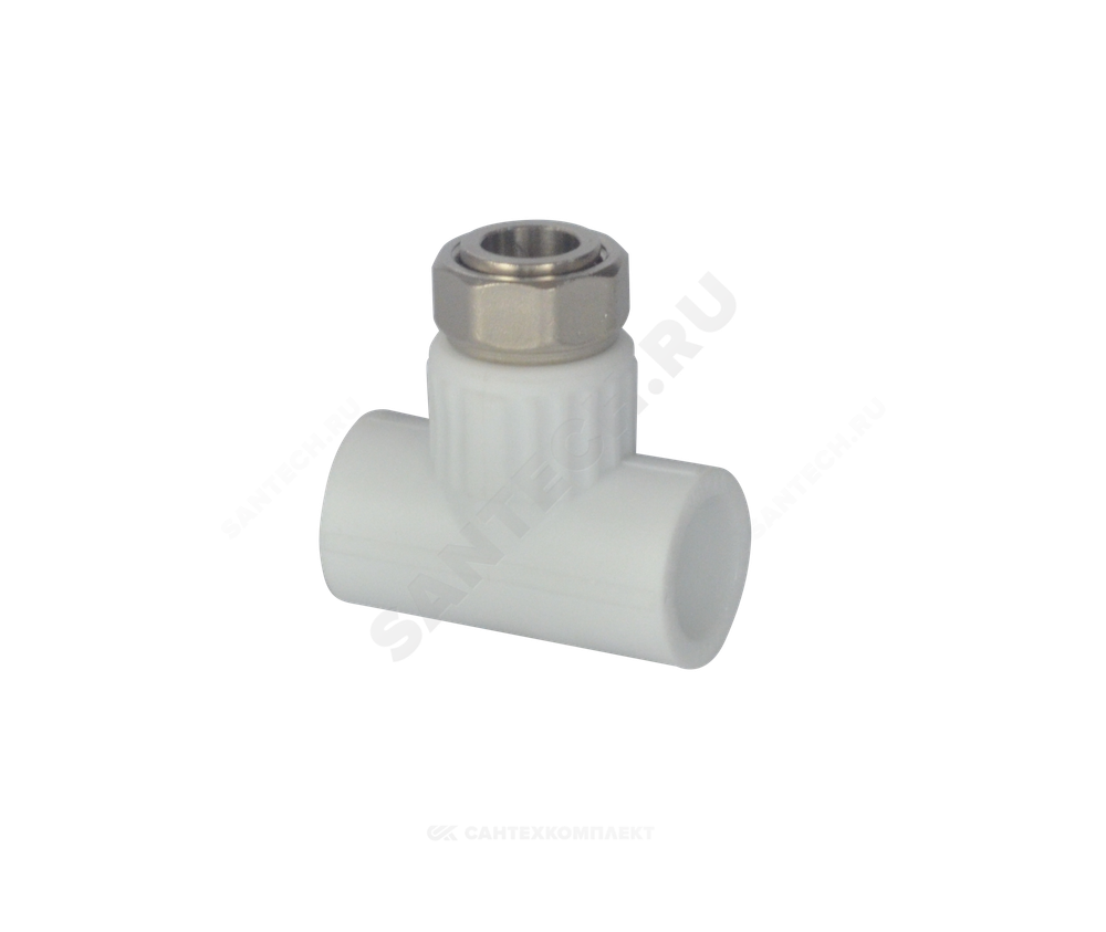 Тройник PP-R комбинированный белый Дн 20х1/2" с накидной гайкой VALFEX 10140020
