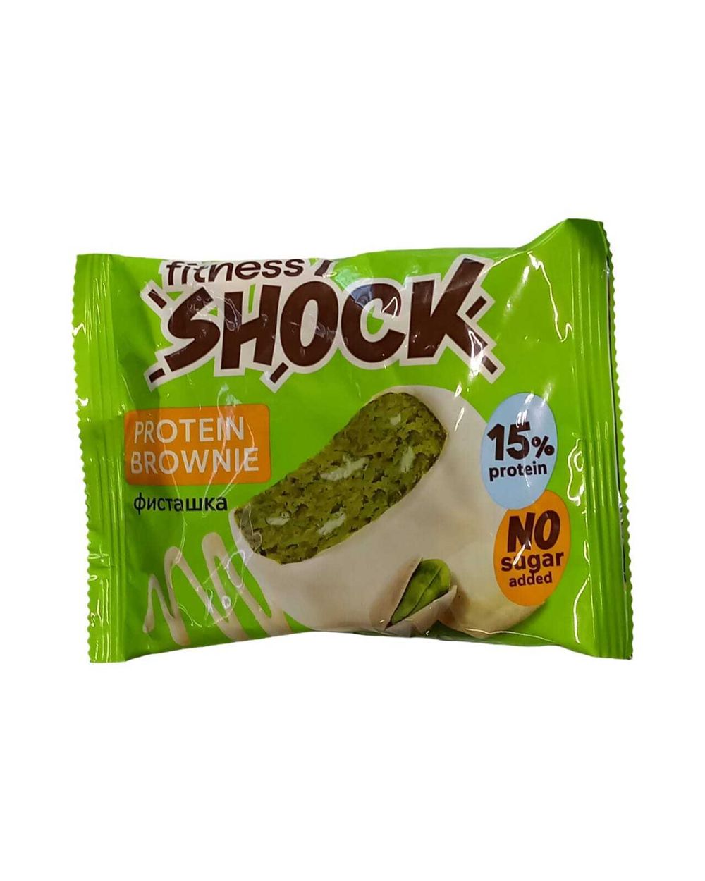 Бисквит глазир FitnesShock Брауни 50г белый шоколад и фисташка