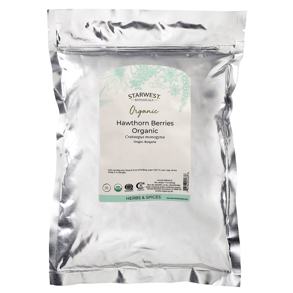 Starwest Botanicals, Цельные ягоды боярышника, Органические, 1 фунт