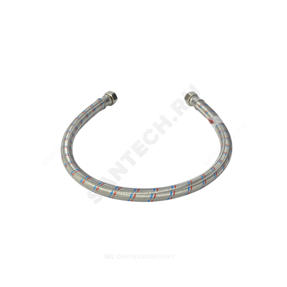 Подводка гибкая для воды нержавеющая оплетка ГИГАНТ 1/2" г-г L=0.4м AQUALINE 04931