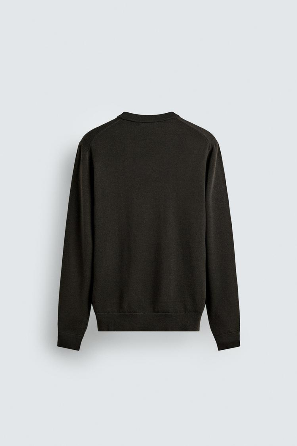 ZARA СВИТЕР ИЗ 100% ШЕРСТИ С V-ОБРАЗНЫМ ВЫРЕЗОМ, ШОКОЛАДНЫЙ
