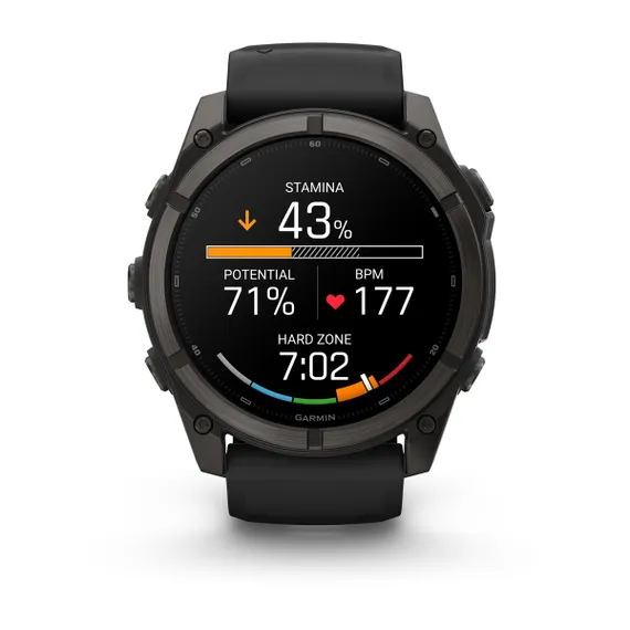 Fenix 9 Pro - 43 мм (титановый, туманно-серый/темный песчаник силиконовый ремешок)