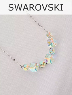 Колье дуга Мираж с кристаллами-хамелеонами Swarovski