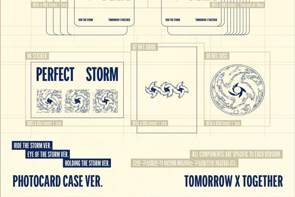 (ПРЕДЗАКАЗ) Альбом TXT - PERFECT STORM 9th Mini Album PHOTOCARD CASE 3 Version SET