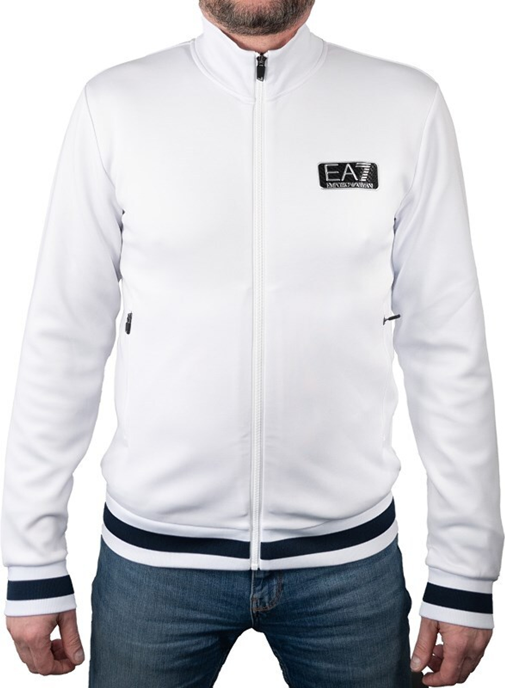 Мужская теннисная кофта EA7 Man Jersey Sweatshirt - белый