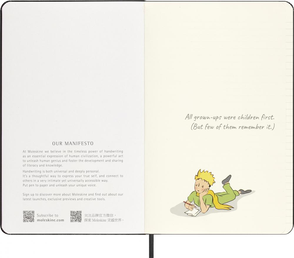 Блокнот в линейку Moleskine LE Petit Prince (LEPP04QP060BOX) 13x21см, черный, в подарочной коробке