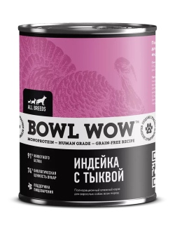 Консервы Bowl Wow для собак индейка с тыквой 340 г