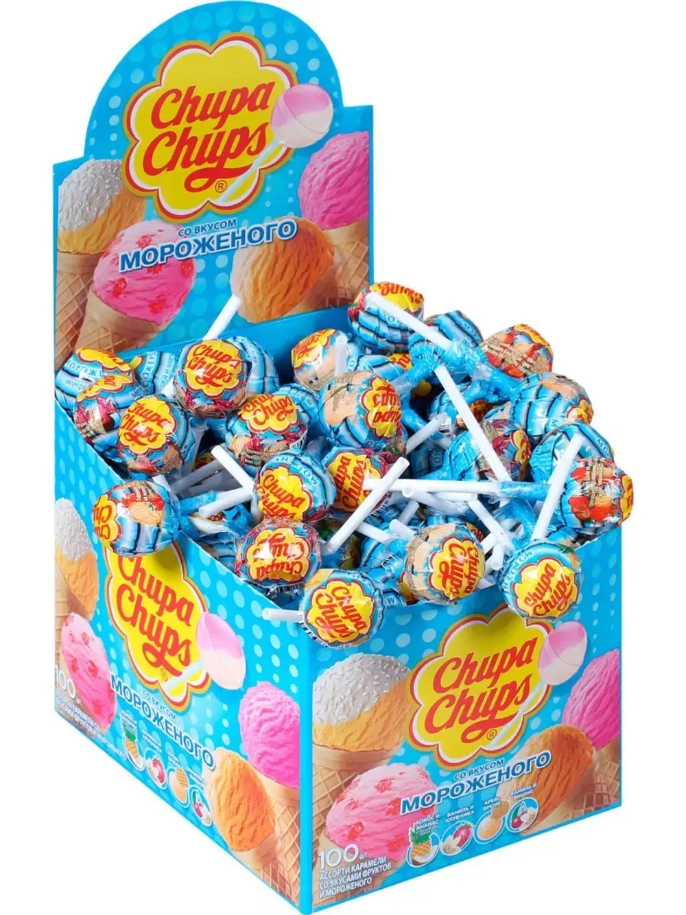 Chupa Chups карамель со вкусом мороженого, чупа-чупс