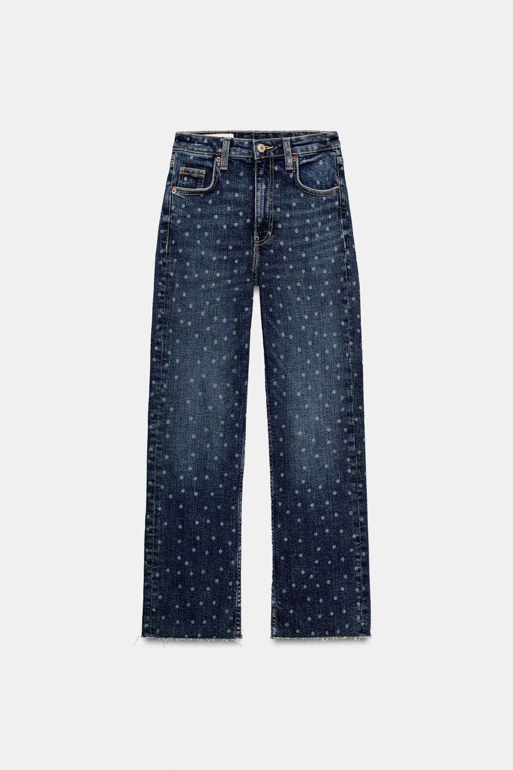 ДЖИНСЫ TRF CROPPED FLARE С ВЫСОКОЙ ПОСАДКОЙ И ПРИНТОМ В ГОРОШЕК — ZARA