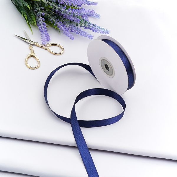 Лента атласная 2-сторонняя 12.0 мм / 22.86±1 метров, C1185 темно-синий, 6102-0002, Globus